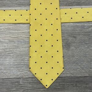 Brooks Brothers Polka Dot Yellow Blue Mens 59" Business Formal Silk Neck Tie USA